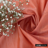 Coral Orange Art Silk / Faux Silk Fabric By The Metre