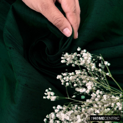 Bottle Green 100% Pure Silk Dupioni Fabric By The Metre