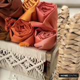 Coral Orange Art Silk / Faux Silk Fabric By The Metre