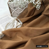 Dark Tan Art Silk / Faux Silk Fabric By The Metre