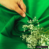 Emerald Green 100% Pure Silk Dupioni Fabric By The Metre