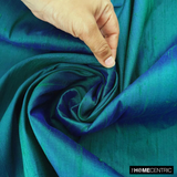 Peacock 100% Pure Silk Dupioni Fabric By The Metre