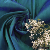 Peacock 100% Pure Silk Dupioni Fabric By The Metre