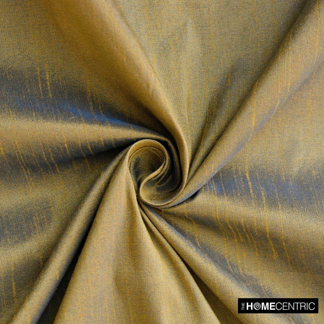 Gold And Turquoise Blue Faux Silk Fabric By The Metre