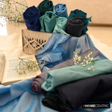 Gold And Turquoise Blue Art Silk / Faux Silk Fabric By The Metre