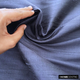 Midnight Blue 100% Pure Silk Dupioni Fabric By The Metre