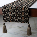 Peacock Art Deco - Velvet Black, Brown Decorative Table Runners