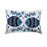 Fish Tales - Silk Blue Decorative Lumbar Cushion Cover