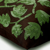 Tulip Tropicava - Dark Brown Art Silk Throw Pillow Cover