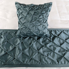 Satin Nights - Blue Satin Decorative Bed Runner and Cushion Cover