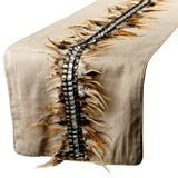 Feather Dream - Beige Linen Decorative Table Runners