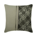 Grey Half Tone - Grey Linen & Faux Leather Throw Cushion Cover