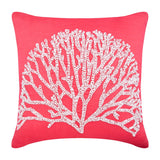 White Forest - Coral Pink Cotton Linen Throw Pillow Cover