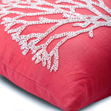 White Forest - Coral Pink Cotton Linen Throw Pillow Cover