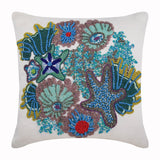 Under The Ocean - Blue Cotton Linen Throw Cushion Cover