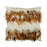 Feathered Pretty - Beige Linen Throw Cushion Cover