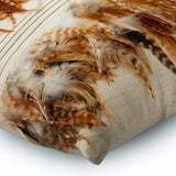 Feathered Pretty - Beige Linen Throw Cushion Cover