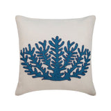 Blue Coral Treasure - White Linen Throw Cushion Cover