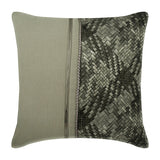 Grey Half Tone - Grey Linen & Faux Leather Throw Cushion Cover