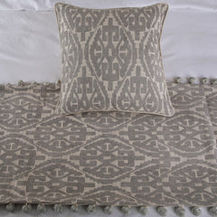 Grey Aztec - Cotton Grey Decorative Bed Runner and Cushion Cover