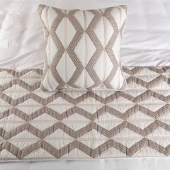 Pattern Flatter - Linen Ivory, Taupe Decorative Bed Runner and Cushion Cover