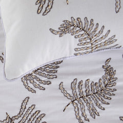 Fern Blossom - Linen White Decorative Bed Runner and Cushion Cover