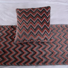 Blushed Chevron - Velvet Peach, Grey Decorative Bed Runner and Cushion Cover