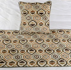 Hex Element - Velvet Beige Decorative Bed Runner and Cushion Cover