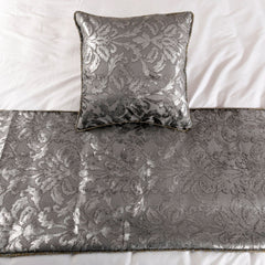 Silver Glitterati - Velvet Silver, Grey Decorative Bed Runner and Cushion Cover