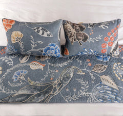 Peacock Willow - Linen Blue Decorative Bed Runner and Cushion Cover
