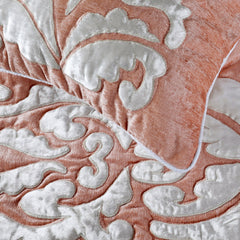 Peach Elegance - Peach & Ivory Velvet Decorative Bed Runner and Cushion Cover