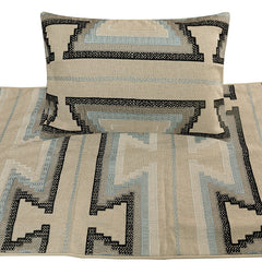 Aztec Armour - Cotton Blue & Ivory Decorative Bed Runner and Cushion Cover