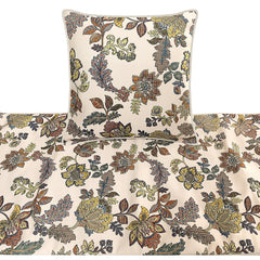 Seasons Blossoms - Jacquard Multi Color & Ivory Decorative Bed Runner and Cushion Cover