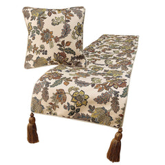 Seasons Blossoms - Jacquard Multi Color & Ivory Decorative Bed Runner and Cushion Cover