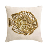 Glamour Fish - Ivory Linen Throw Cushion Cover