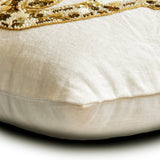 Sea Horse Kiss - Ivory & Gold Linen Throw Cushion Cover