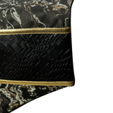 Leather Runway - Black Faux Leather & Jacquard Decorative Table Runner