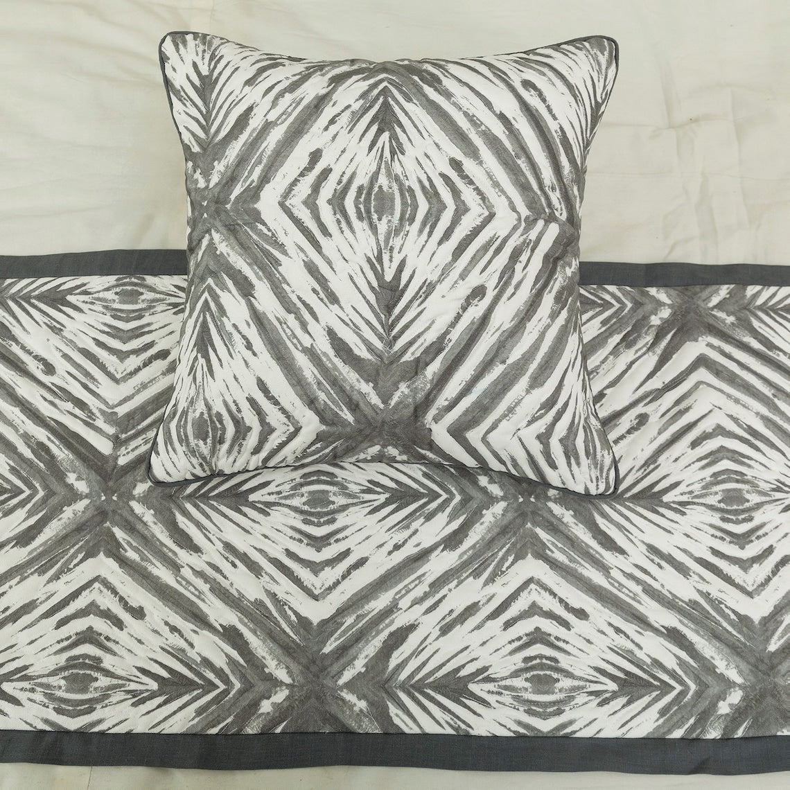 Grey Semblance Decorative Bed Runner and Cushion Cover