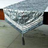 Hexagonal Foil - Blue Jacquard Silk Decorative Table Runner
