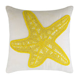 Yellow Starfish - Yellow Cotton Linen Throw Cushion Cover