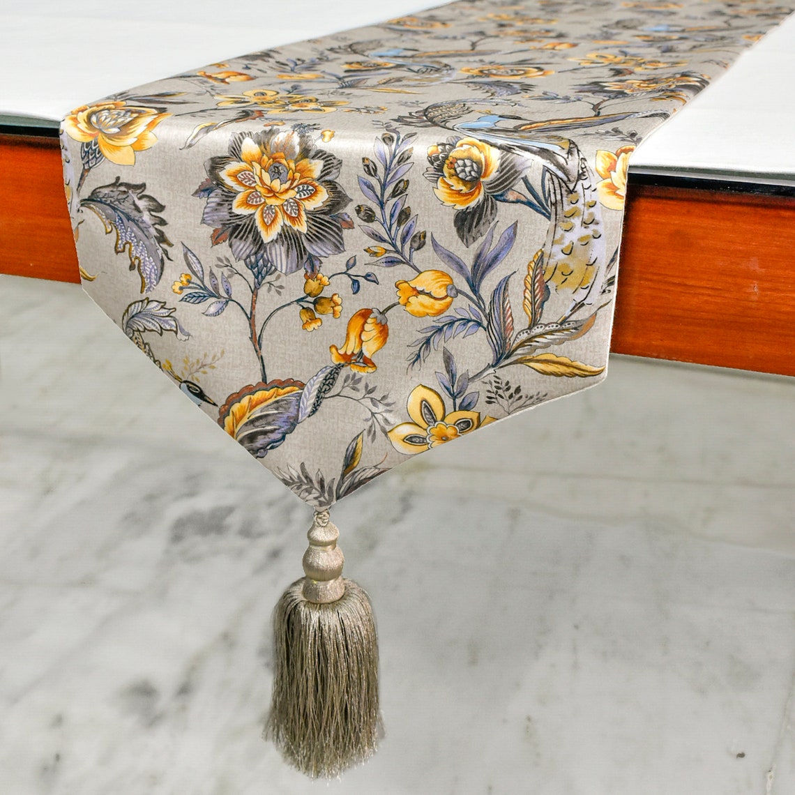 Merlin - Grey Satin Decorative Table Runner
