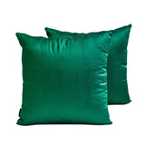Dark Green Luxury Pack of 2 - Emerald Green Art Silk Throw Cushion Cover