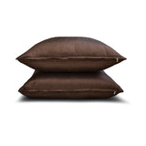 Dark Brown Luxury Pack of 2 - Brown Art Silk Throw Cushion Cover