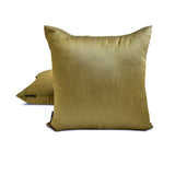 Antique Gold Luxury Pack of 2 - Antique Gold Art Silk Throw Cushion Cover