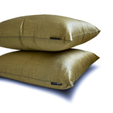 Antique Gold Luxury Pack of 2 - Antique Gold Art Silk Throw Cushion Cover