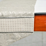Leather Luminance - Silver Faux Leather & Jacquard Decorative Table Runner