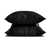 Black Luxury Pack of 2 - Black Art Silk Throw Cushion Cover