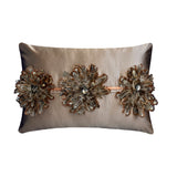 Plume Petal - Brown Satin Lumbar Cushion Cover