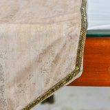 Shimmer Fest Ivory - Ivory Suede Decorative Table Runner