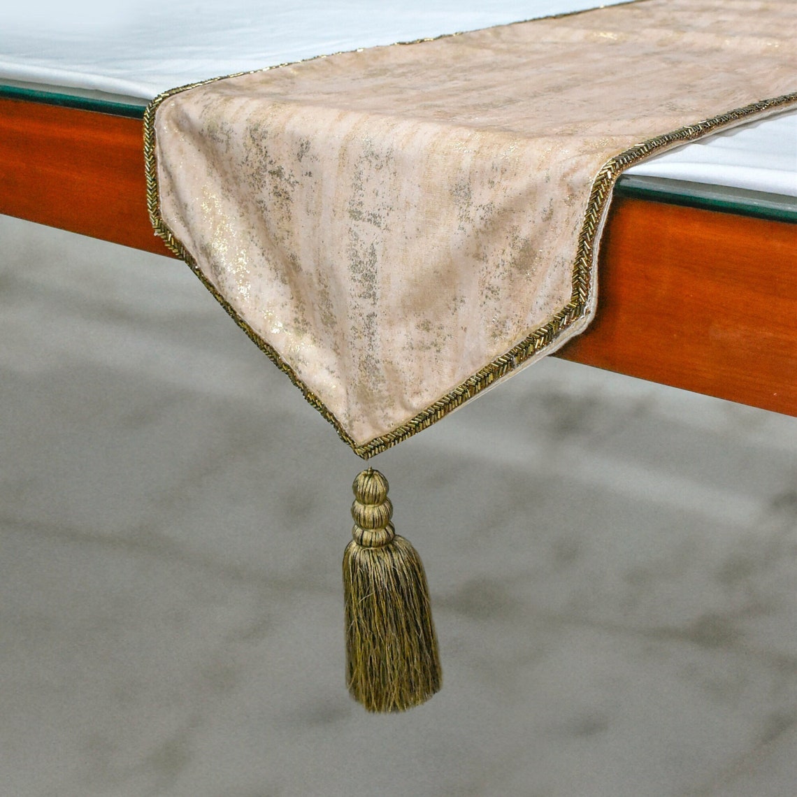 Shimmer Fest Ivory - Ivory Suede Decorative Table Runner
